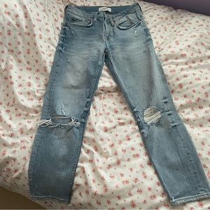 zara distressed straight leg jeans